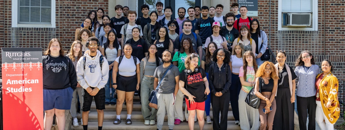 Group photo of American Studies students outside of the Ruth Adams Building